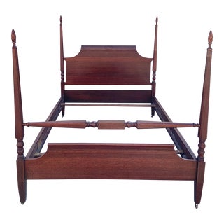Mid 20th Century Vintage Hickory Chair Full Size Mahogany Poster Bed For Sale