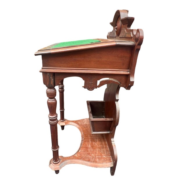 Brown Late 19th Century Carved Walnut Victorian Flip Top Desk For Sale - Image 8 of 13