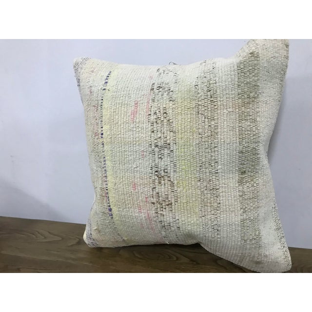 Boho Chic Boho Turkish Handmade White Kilim Pillow Cover For Sale - Image 3 of 6