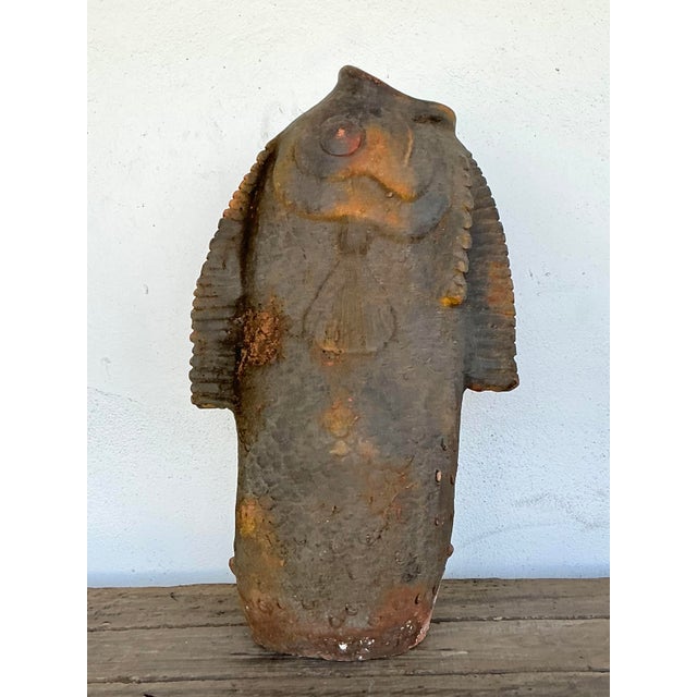 Vintage Original Studio Pottery Terracotta Fish Umbrella Stand For Sale - Image 4 of 12