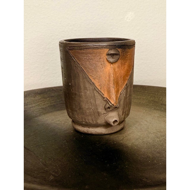 Mexican Mexican Surrealist Mezcal Clay Shot Glasses and Tray For Sale - Image 3 of 7