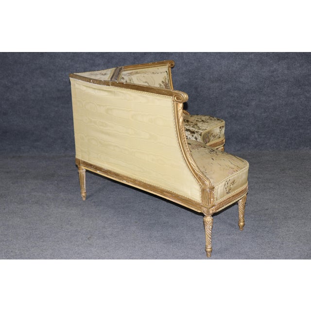 French French Louis XVI Giltwood Corner Settee Loveseat C. 1890s Era For Sale - Image 3 of 10