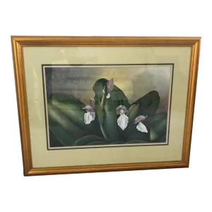 Mid 20th Century "Lavender Ladies" Original Watercolor Painting by Terri Waters, Framed