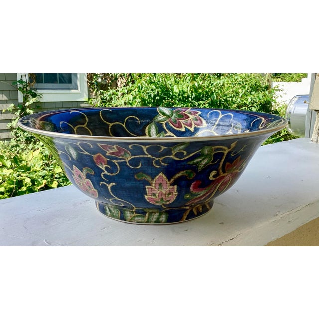 Gorgeous, large, hand painted chinoiserie bowl from China. Excellent statement piece. A large Chinoiserie decorative bowl...