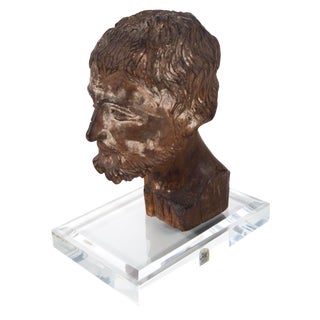 16th Century Spanish Colonial Hand Carved Missionary Wooden Head For Sale