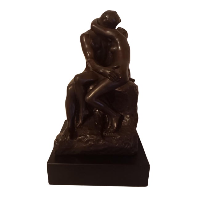 1950s Large Bonded Bronze "The Kiss" Sculpture After Auguste Rodin - Reproduction For Sale