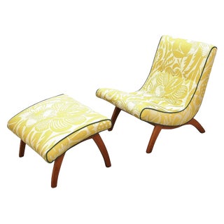 Vintage Mid Century Chair and Ottoman For Sale