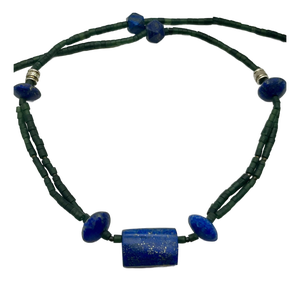 Lapis Lazuli Serpentine Tribal Gemstone Beaded Necklace Mid 20th Century