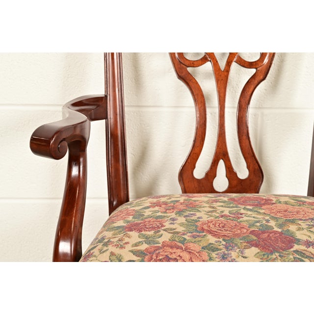 Brown Henredon Georgian Carved Mahogany Armchairs, Pair For Sale - Image 8 of 16