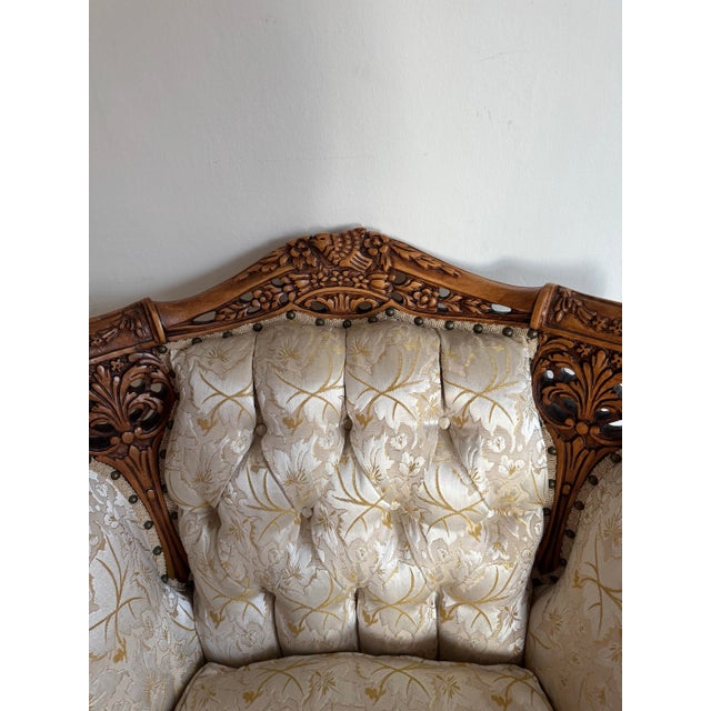 This is an extraordinary vintage 1960s French Provincial armchair, custom-built by Deutsche Bros. of Chicago — a boutique...