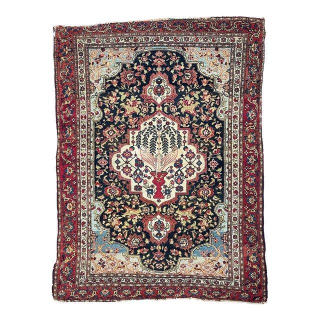 1920s PARADISE LOVE BIRDS Surrounded by Flora Rug 5 x 6.3 For Sale