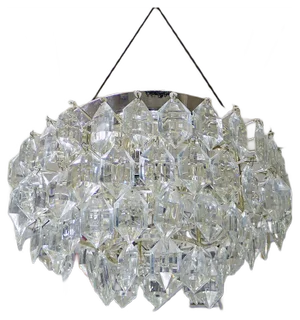 Austrian Crystal and Silver Plated Nickel Ceiling Lamp from Bakalowits & Söhne, 1950s