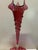Antique cranberry art glass single horn epergne. Undamaged. Noticeable bubbles from manufacture. A hand blown art glass...