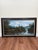 Large-scale vintage 1970s landscape oil painting depicting a snowcapped mountain range with evergreen woods, river rapids,...