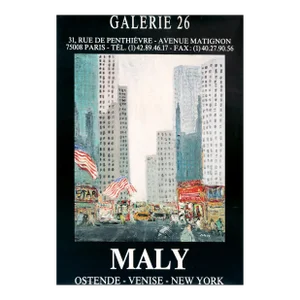 1990 French Exhibition Poster, Michel Maly at Galerie 26 (Paris)