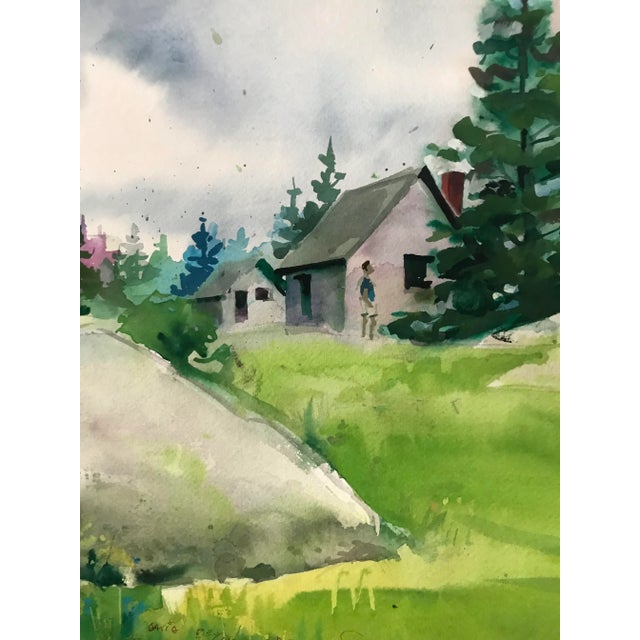 Three Children Making Plans on Summer Vacation Original Watercolor For Sale - Image 4 of 5