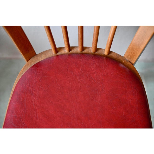 Brown Vintage Bistro Chairs with Spindles and Imitation Leather Seats from Baumann, 1980s, Set of 2 For Sale - Image 8 of 14