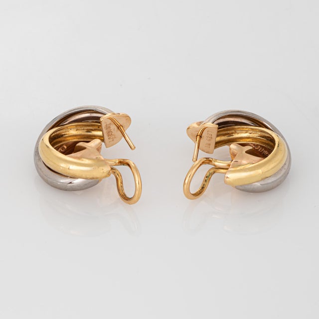 Modern Vintage Cartier Trinity Earrings 18k Gold 3/4" Fine Signed Jewelry, A Pair For Sale - Image 3 of 5