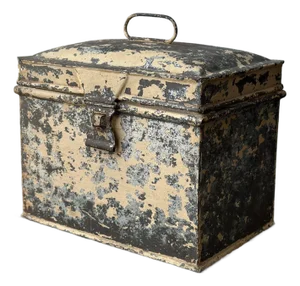 Antique Weathered Cream-Painted Tin Box, Circa Late 19th - Early 20th Century
