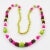 Plastic Bakelite and Lucite Long Necklace White, Hot Pink, Apple Green Beads For Sale - Image 7 of 12