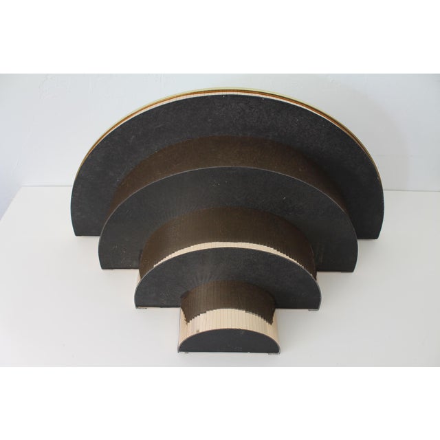 1970s Vintage 70s Disco Console Table, Cascading Demilune Wall Mounted Shelf in Gold For Sale - Image 5 of 18