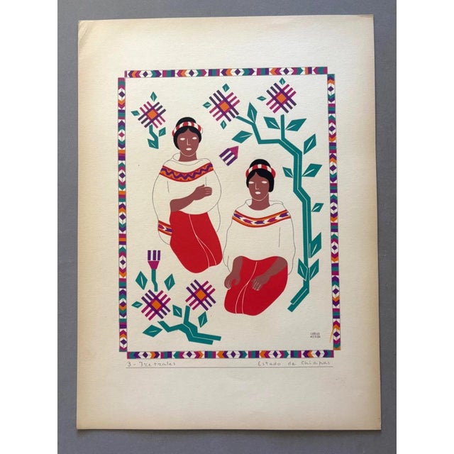 Up for sale is this gorgeous silkscreen print by Carlos Mérida, from Trajes Regionales Mexico, a limited portfolio...