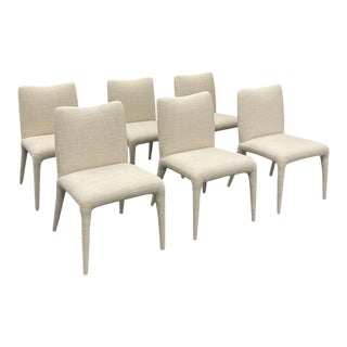 West Elm Menahan Dining Chairs in Performance Linen - Set of 6 For Sale