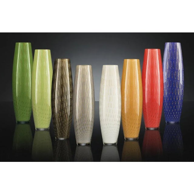 Contemporary Slim Big Italian Gold and Orange Murano Glass Mocenigo Vase by Marco Segantin for VGnewtrend For Sale - Image 3 of 4