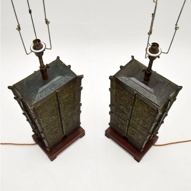 Large Bronze Table Lamps, 1930, Set of 2 For Sale - Image 4 of 10