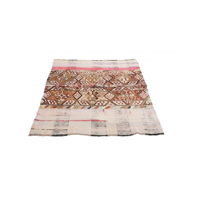 Mid-Century Modern Small Vintage Decorative Kilim Rug - 4`5″ X 4`6″ For Sale - Image 3 of 6