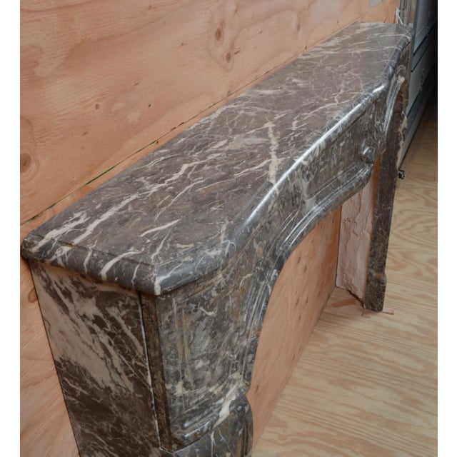 Gray 18th Century Antique LXV French Fireplace Mantel Medium Gray Marble For Sale - Image 8 of 12