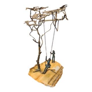 Bronze Tree Sculpture on Quartz For Sale