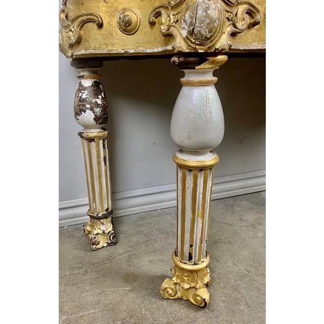 Italian Painted and Parcel Gilt Leather Bench For Sale - Image 12 of 14