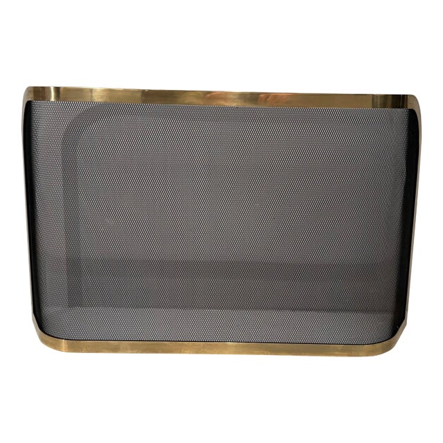 1970 Curved Brass Fireplace Screen and Grills For Sale