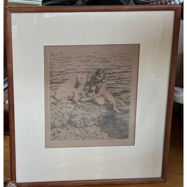 Anders Zorn “Sappo” 1917 Signed Original Etching, Nude With Dog For Sale - Image 9 of 10