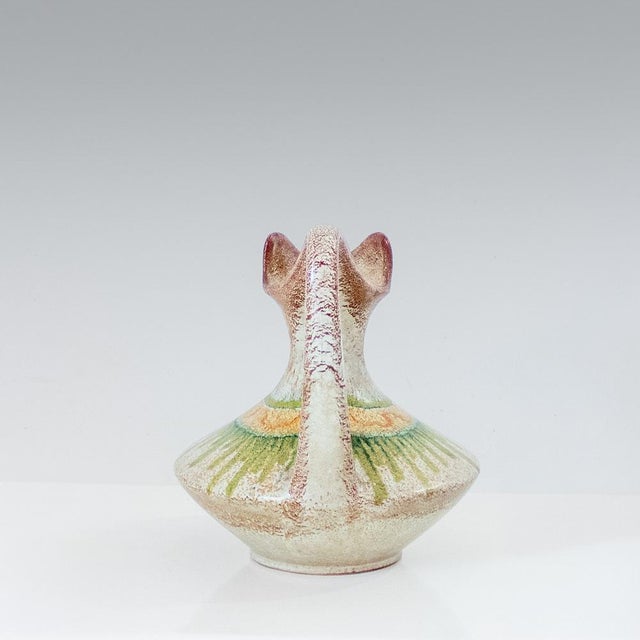 Italian Modern Ceramic Jug in Beige and Green from Bertoncello, 1960s For Sale - Image 4 of 12