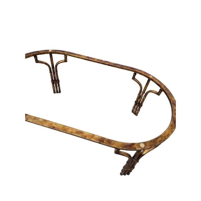 Vintage Metal Faux Bamboo Italian Regency Coffee Table Gold Gilt Maison Style For Sale - Image 14 of 18