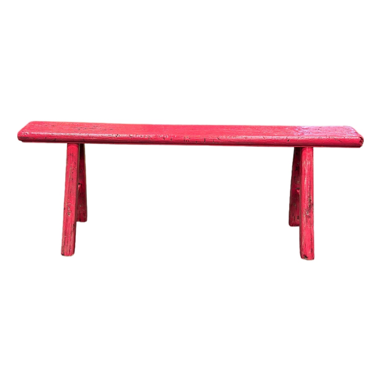 Bright Pink Wood Grain Rectangle Long Slim Stool Bench Side Table ...