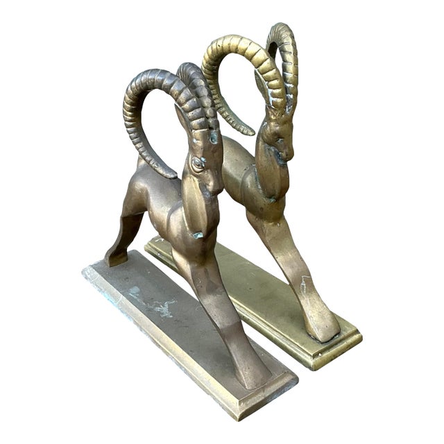 Vintage Brass Ram Bookends - Set of 2 For Sale