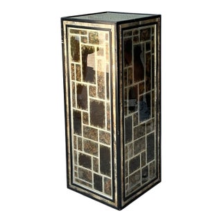Vintage Eglomise Geometric Glass Pedestal For Sale