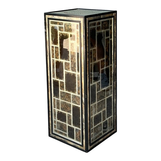 Vintage Eglomise Geometric Glass Pedestal For Sale