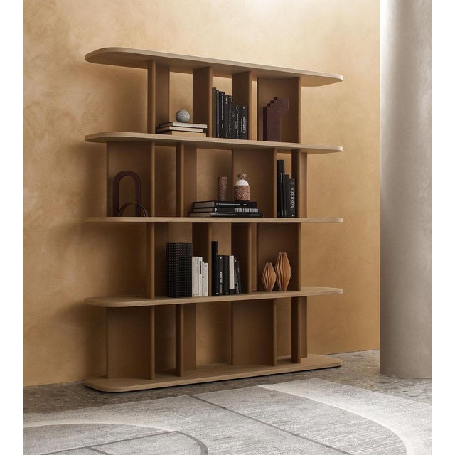 Parentesi Oak Wood Bookshelf by Morica Design Dimensions: D 40 x W 160 x H 180 cm. Materials: Oak wood, Marmorino...