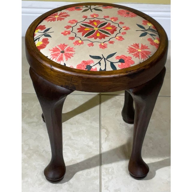Beautifully Crafted Vintage Victorian-Style Footstool With Suzani Embroidery For Sale - Image 10 of 11