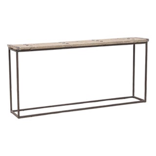 Console Table Constructed From an Antique Door Element on an Iron Base For Sale