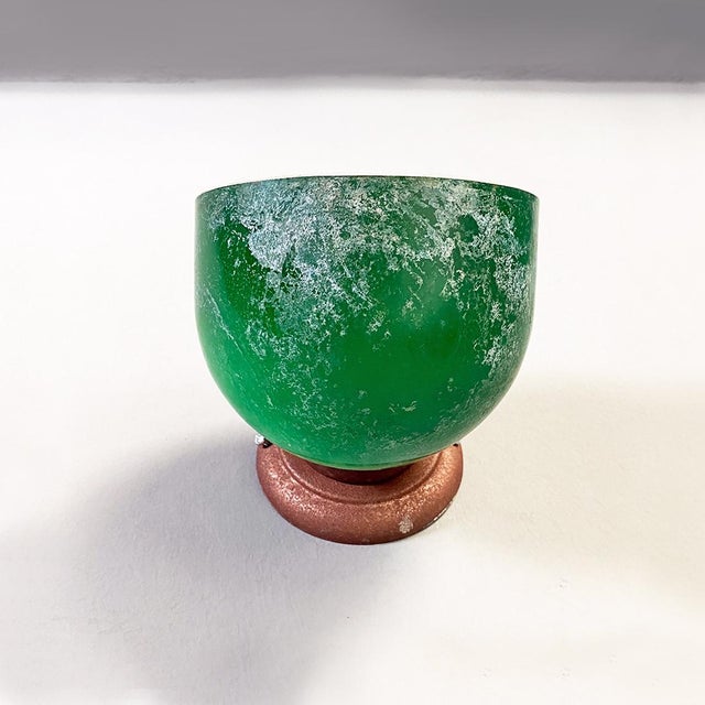 Italian Green and White Glass & Sheet Metal Wall Light, 1930s, Set of 3 For Sale - Image 12 of 16