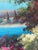 Vintage Italian Lake Como Oil Painting, Large Mediterranean Villa Garden Canvas Art 36" X 24" For Sale - Image 10 of 12