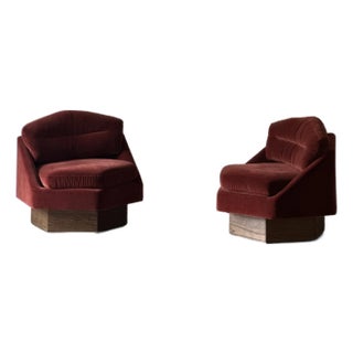 Soho Home Mila Red Velvet Swivel Chairs For Sale