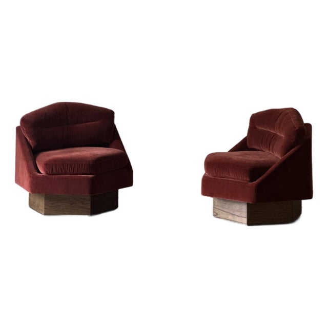 Soho Home Mila Red Velvet Swivel Chairs For Sale