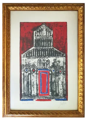 Franco Gentilini, Cattedrale, 1940s or 1950s, Original Lithograph, Framed