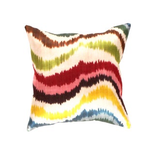 Pasargad Oasis Collection Silk Velvet Ikat Pillow